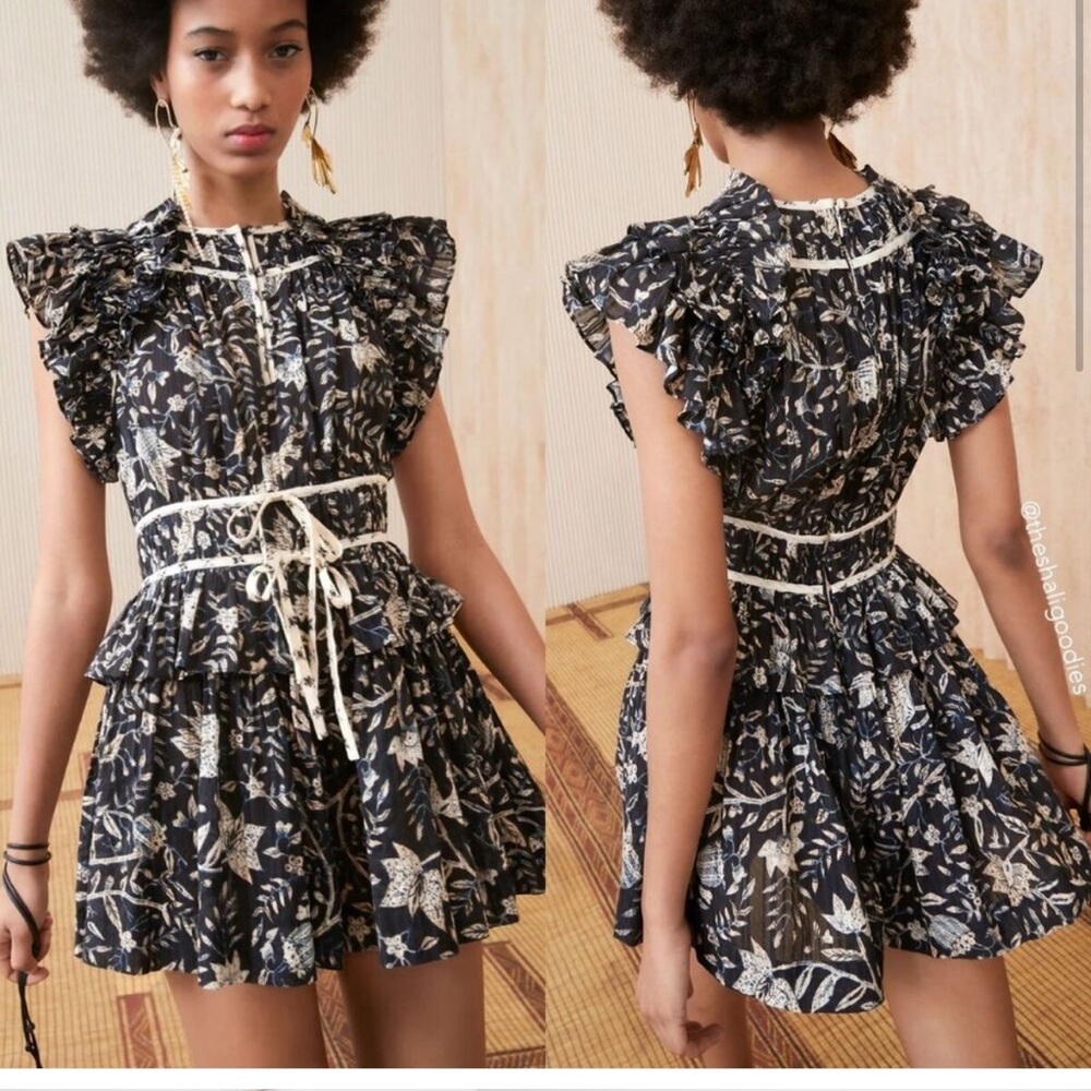 Ulla Johnson Endah Chiffon Romper Playsuit Short Sleeve Floral Rainforest 4